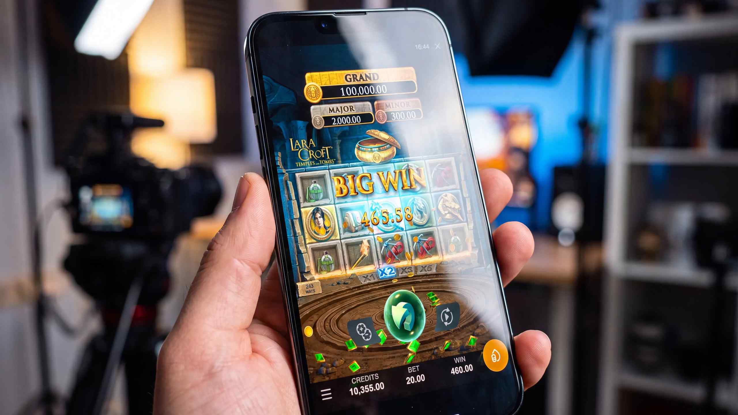 Tomb Raider slot game on mobile.